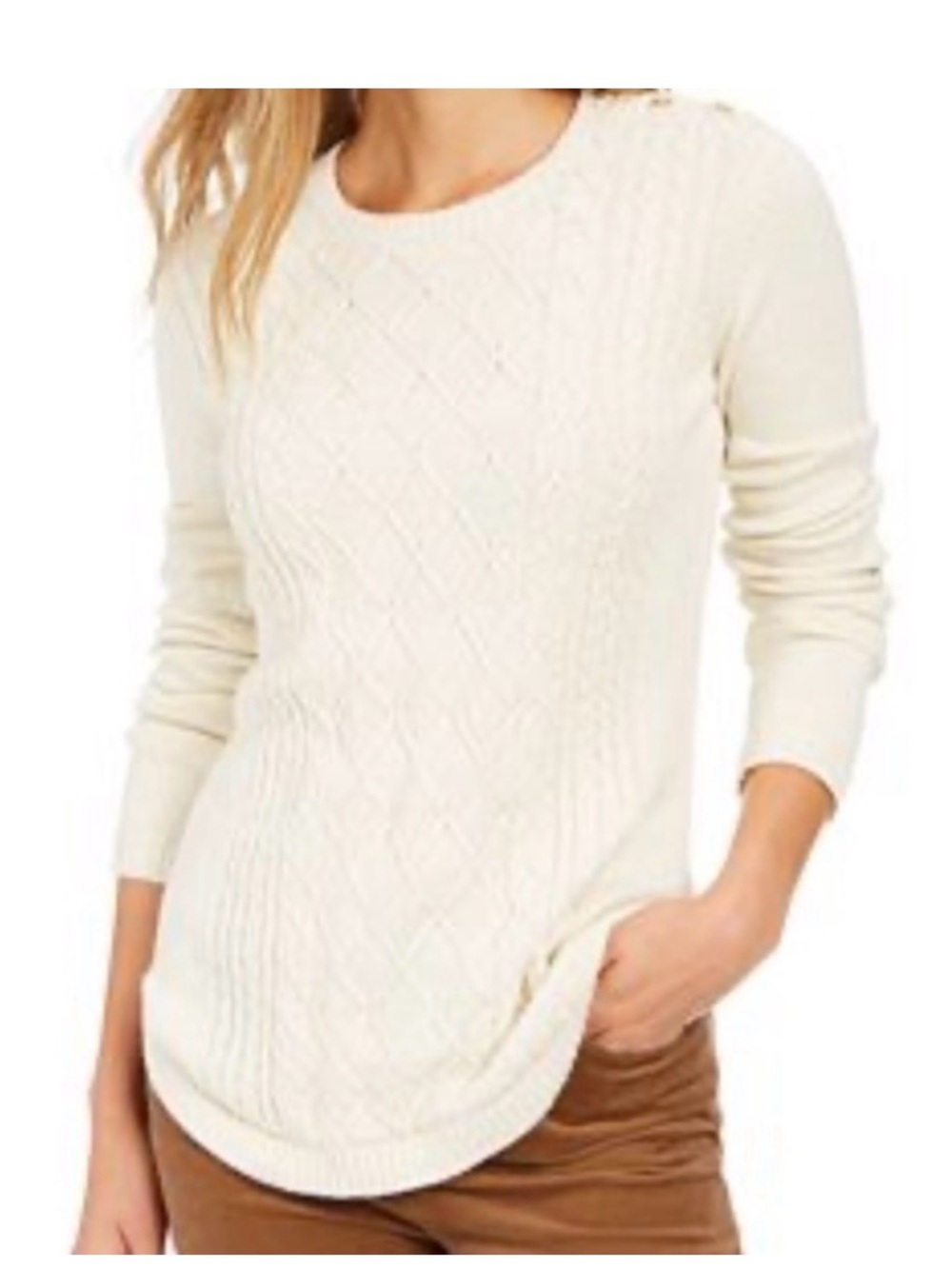 Charter Club Metallic Cable-Knit Crewneck Sweater Sz XL